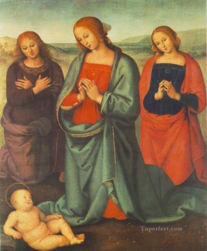 ピエトロ・ペルジーノ Painting - 聖母と子供を崇拝する聖人たち 1503年 ルネサンス ピエトロ・ペルジーノ